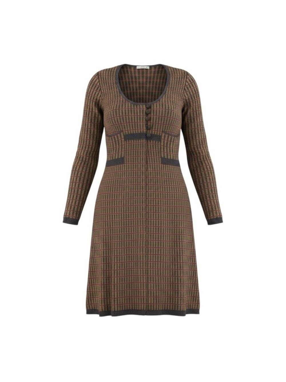 Prada Knit Dress Plaid Multicolor Silk 40